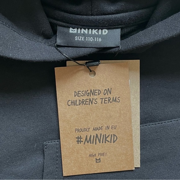 NWT Minikid Hooded Pullover Sweatshirt in Black 5-6 - Picture 7 of 13